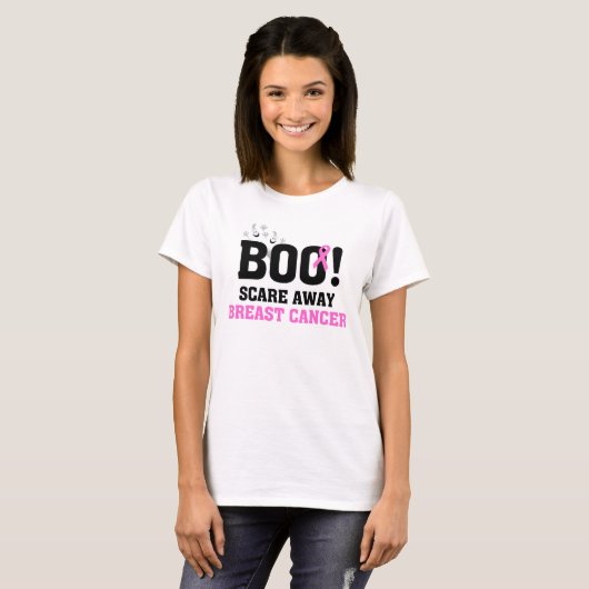 Halloween BOO Scare Away Brustkrebs T-Shirt (Vorne ganz)