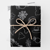 Halloween Boo! Schwarz-Weiß Geschenkpapier Set (Beispiel)