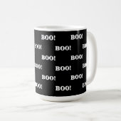Halloween Boo Schwarz Weiß Kaffeetasse (VorderseiteRechts)
