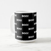 Halloween Boo Schwarz Weiß Kaffeetasse (Vorderseite Links)