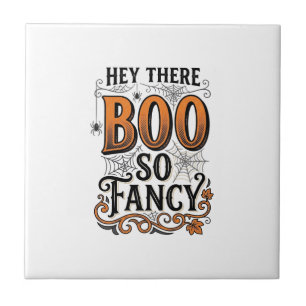 Halloween Boo-Shirt Vintage-Engraving Gruselig Süß Fliese