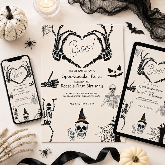 Halloween Boo Skeleton Geburtstag Einladung