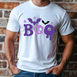 Halloween Boo Skull Bats Moderne Typografie Tri-Blend Shirt