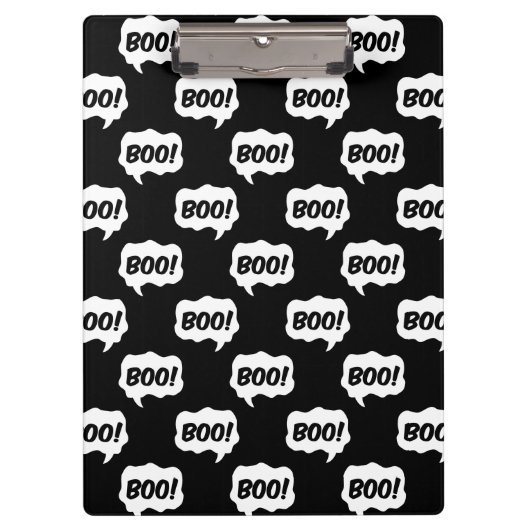 Halloween Boo Speech Bubble Pattern Clipboard Klemmbrett (Vorderseite)