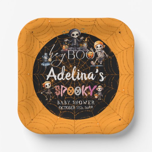 Halloween Boo Spooky Skeletons Kostümdusche Pappteller (Vorderseite)