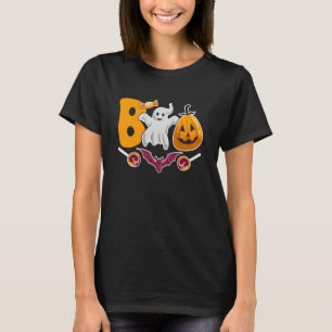 Halloween Boo Süßer Geist Kürbis Spinnennetz Hallo T-Shirt