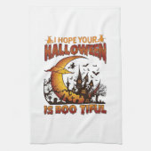 Halloween Boo Tiful Spukhaus Halbmond Ba Geschirrtuch (Vertikal)