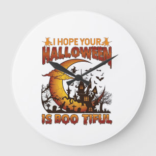 Halloween Boo Tiful Spukhaus Halbmond Ba Große Wanduhr