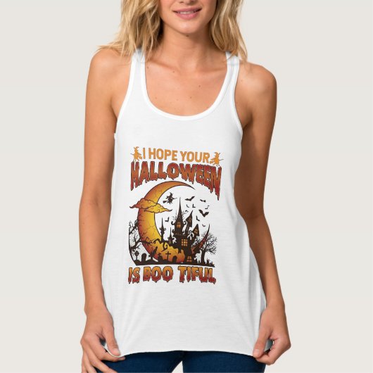 Halloween Boo Tiful Spukhaus Halbmond Ba Tank Top (Vorderseite)
