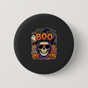 Halloween Boo Totenkopf Sonnenbrille Vektor Button