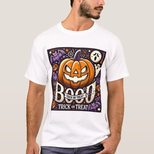 Halloween Boo! Trick oder Treat T-Shirt (Vorderseite)