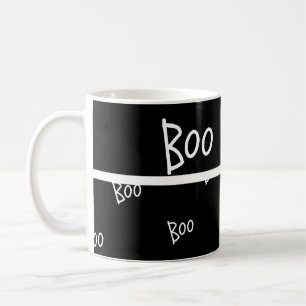 Halloween-boo-Typografie schwarz-weiß Kaffeetasse