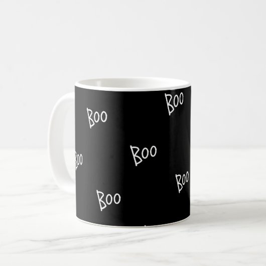 Halloween boo typography black white kaffeetasse (Vorderseite Links)