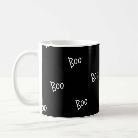 Halloween boo typography black white kaffeetasse (Links)