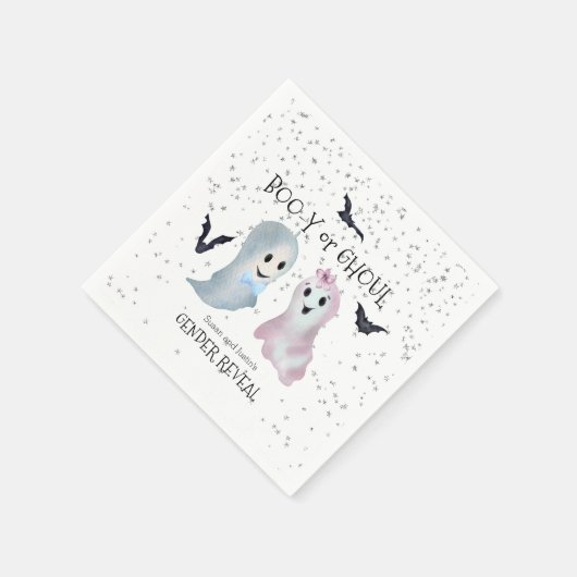 Halloween Boo-y und Ghoul Gender Reveal Ghosts Serviette (Ecke)
