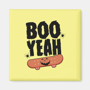 Halloween Boo Yeah Skateboard Birthday Magnet