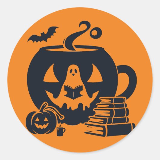 Halloween Book Lover Pumpkin Sticker (Vorderseite)