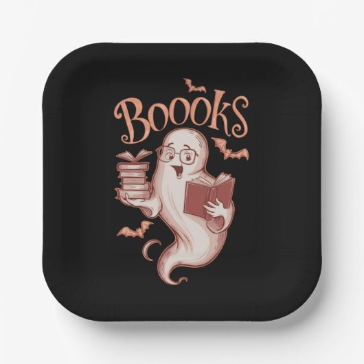 Halloween Books Librarian Teacher Reader lesen Pappteller (Vorderseite)