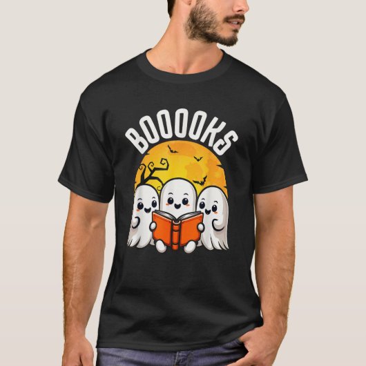 Halloween Boooks Niedlich Ghost Reading Books Libr T-Shirt (Vorderseite)