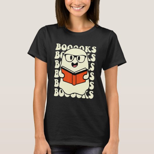 Halloween Booooks Cute Ghost Boo Reading Books Adu T-Shirt (Vorderseite)