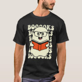 Halloween Booooks Cute Ghost Boo Reading Books Adu T-Shirt (Vorderseite)