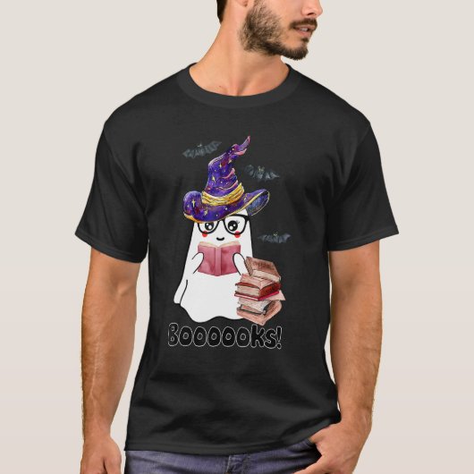 Halloween Booooks Ghost Reading Boo Read Books Lib T-Shirt (Vorderseite)
