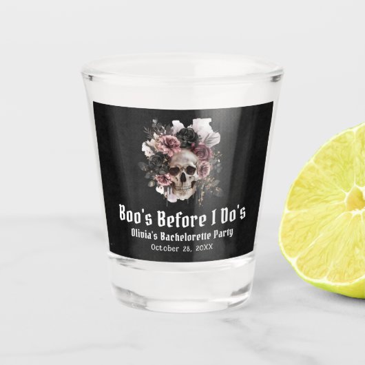Halloween Boo's Before I Do's Junggeselinnen-Absch Schnapsglas (Vorderseite)
