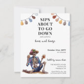 Halloween Boos und Booze Party Skelett Ankündigung (Vorderseite)