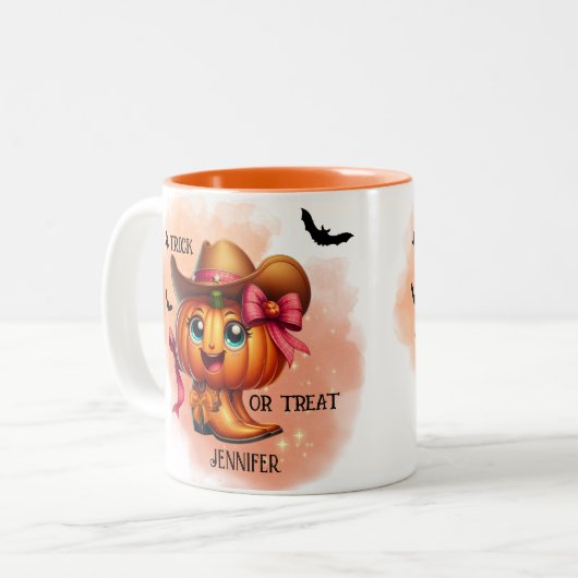HALLOWEEN BOOT PUMPING ZWEIFARBIGE TASSE (Vorderseite Links)