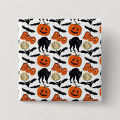 Halloween Bootboote Katzenkürbis und Mond Zeichnen Button (Vorderseite)