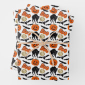 Halloween Bootboote Katzenkürbis und Mond Zeichnen Geschenkpapier Set (Beispiel)