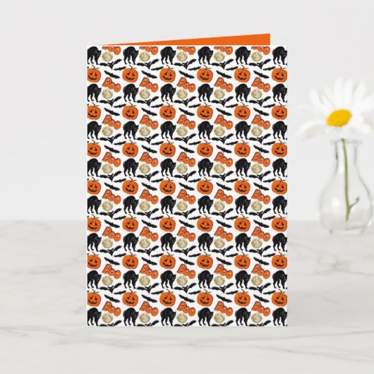 Halloween Bootboote Katzenkürbis und Mond Zeichnen Karte (Kleine Pflanze)