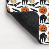 Halloween Bootboote Katzenkürbis und Mond Zeichnen Mousepad (Ecke)