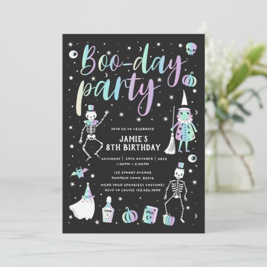 Halloween-Bootstag-Party Einladung (Stehend Vorderseite)