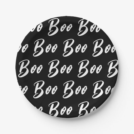 Halloween-Boottextmuster Pappteller (Vorderseite)