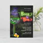Halloween Booze und Boos Cocktail Party Einladung (Stehend Vorderseite)