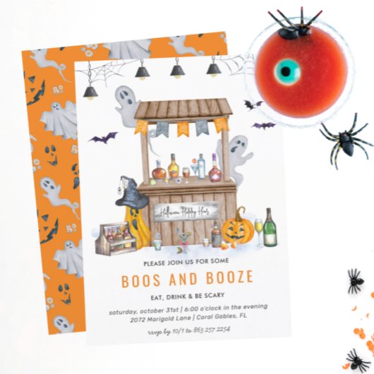 Halloween Booze und Boos | Cocktail-Party Einladung
