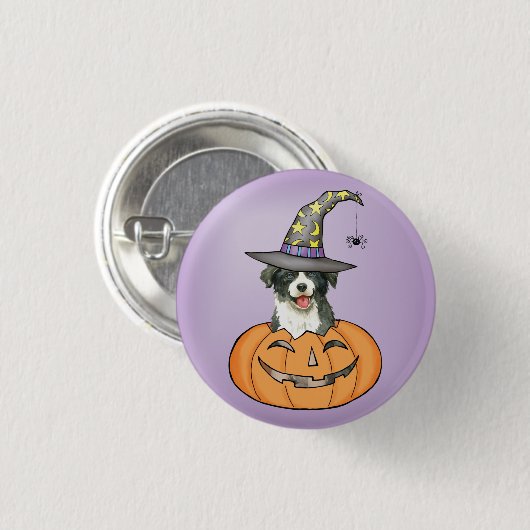 Halloween Border Collie Button (Vorne & Hinten)