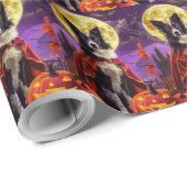 Halloween Border Collie Dog Pumpkins Beängstigend Geschenkpapier (Rolleneckpunkt)