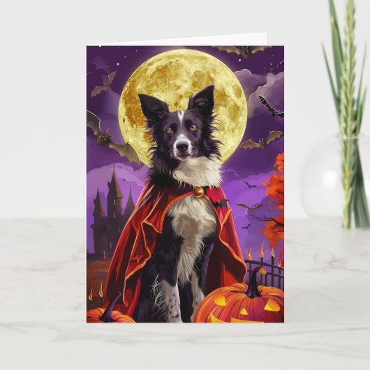 Halloween Border Collie Dog Pumpkins Beängstigend Karte (Vorderseite)