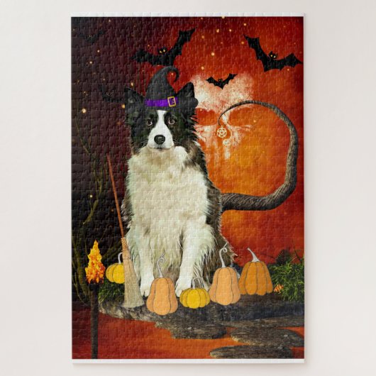 Halloween Border Collie Dog Puzzle (Vertikal)