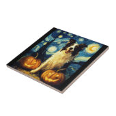 Halloween Border Collie Herbst Kürbis Fliese (Seite)