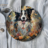 Halloween Border Collie mit Pumpkins Beängstigend Button (Beispiel)