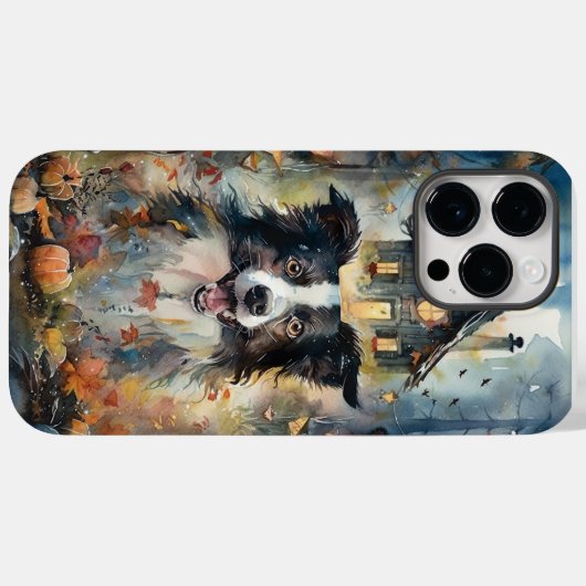 Halloween Border Collie mit Pumpkins Beängstigend Case-Mate iPhone Hülle (Rückseite (Horizontal))
