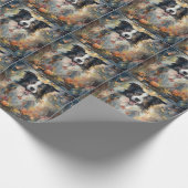 Halloween Border Collie mit Pumpkins Beängstigend Geschenkpapier (Ecke)
