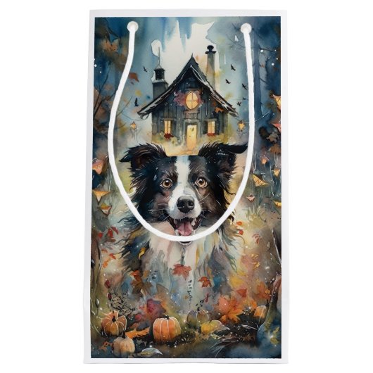 Halloween Border Collie mit Pumpkins Beängstigend Kleine Geschenktüte (Vorderseite)