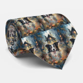 Halloween Border Collie mit Pumpkins Beängstigend Krawatte (Gerollt)