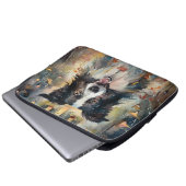 Halloween Border Collie mit Pumpkins Beängstigend Laptopschutzhülle (Vorne Knopf)