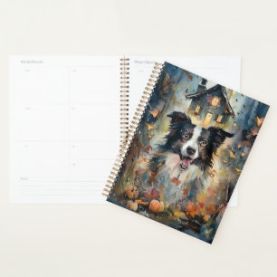 Halloween Border Collie mit Pumpkins Beängstigend Planer