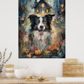 Halloween Border Collie mit Pumpkins Beängstigend Poster (Küche)